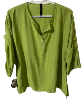IC by Connie K Green Split-Neck Tunic With Sleeve Detail Size Small